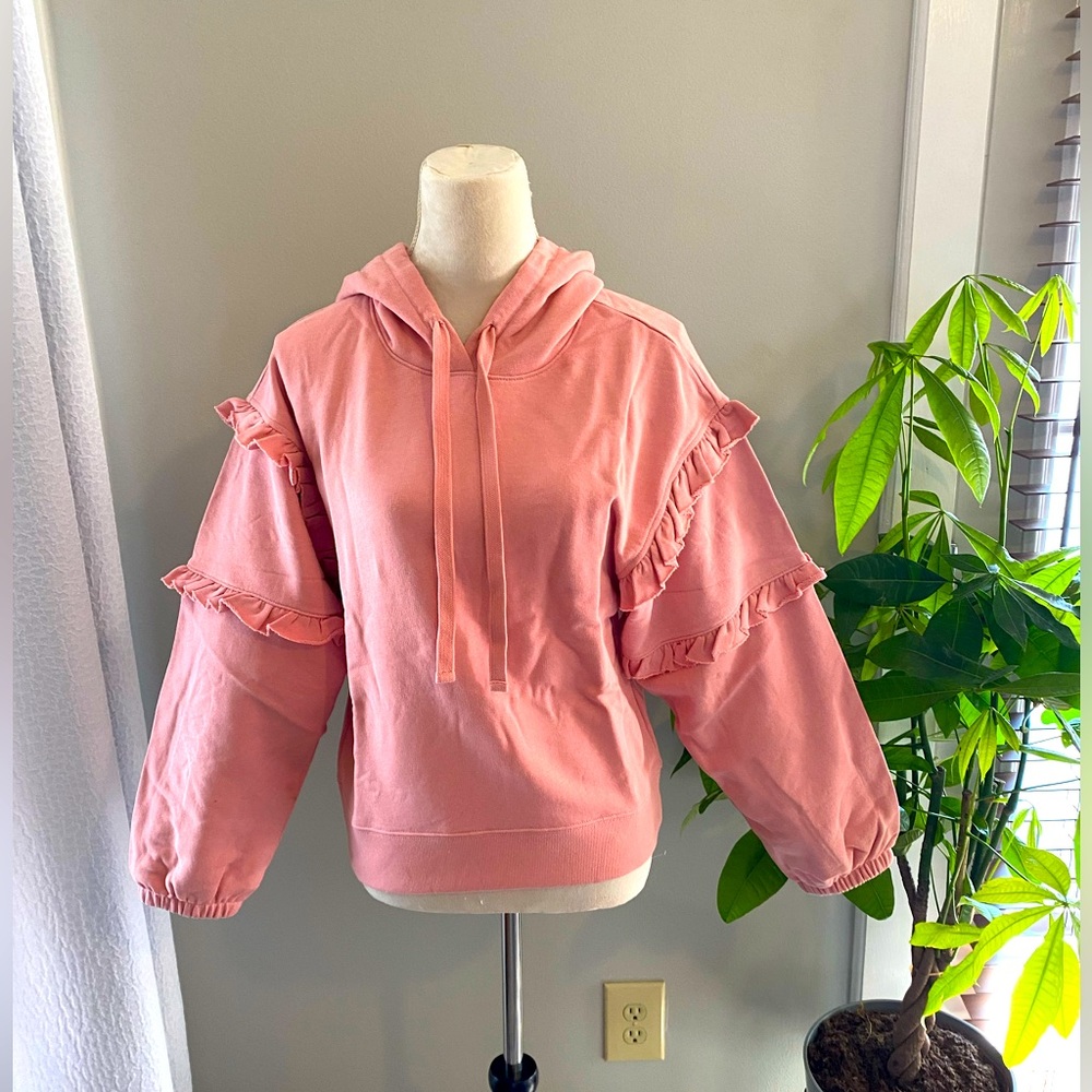 NWT Rebecca Minkoff Evelyn Ruffle Trim Hoodie